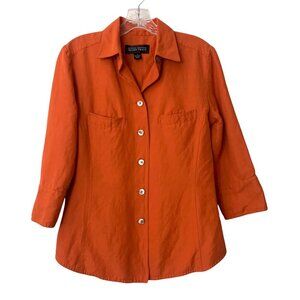 Linda Allard Ellen Tracy Women’s Size 2 Linen Blend Line Blazer Marigold